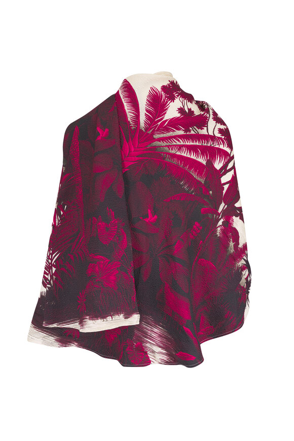 Johanna Ortiz Ocean Of Secrets Red & Ecru Wool & Silk Cape - view 3