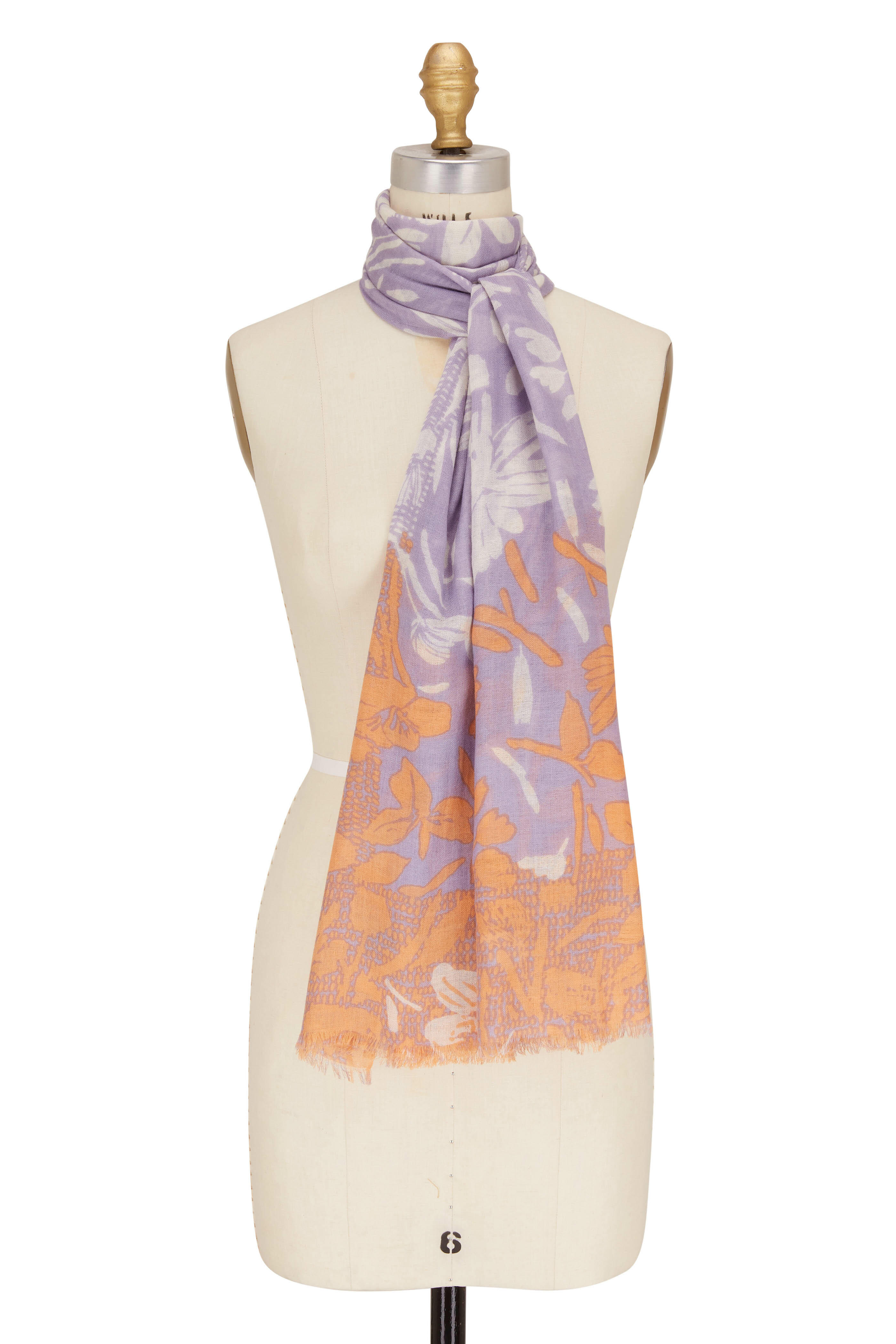 Kinross - Amethyst Multi Dotted Daisies Print Scarf