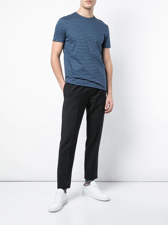 Isaia - Blue Tonal Striped T-Shirt