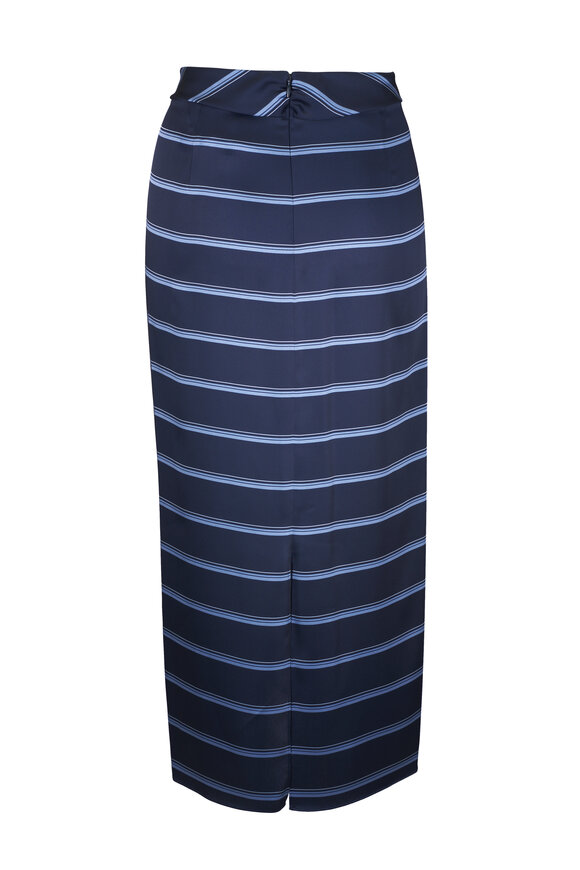 Vince - Coastal Blue & Slate Rugby Stripe Gathered Skirt