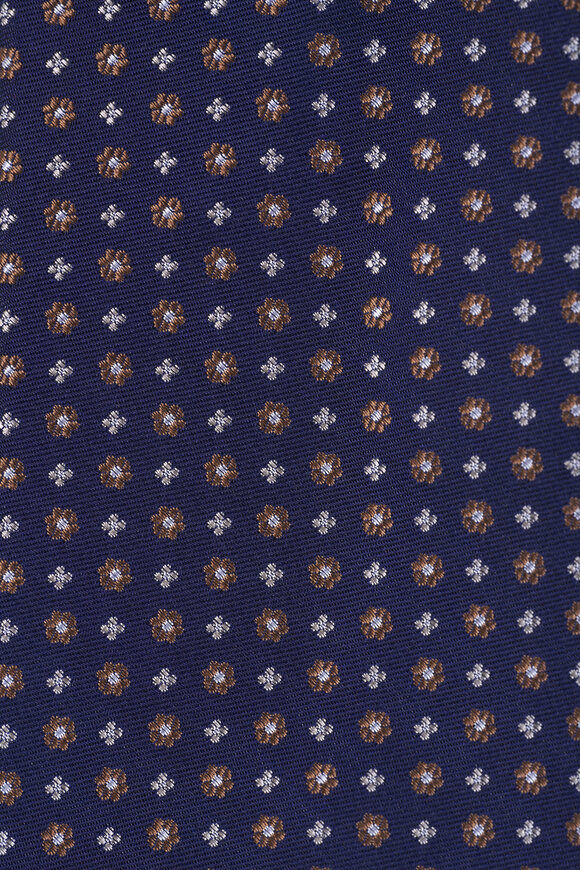 Kiton Navy Blue Flow Print Silk Necktie - view 2