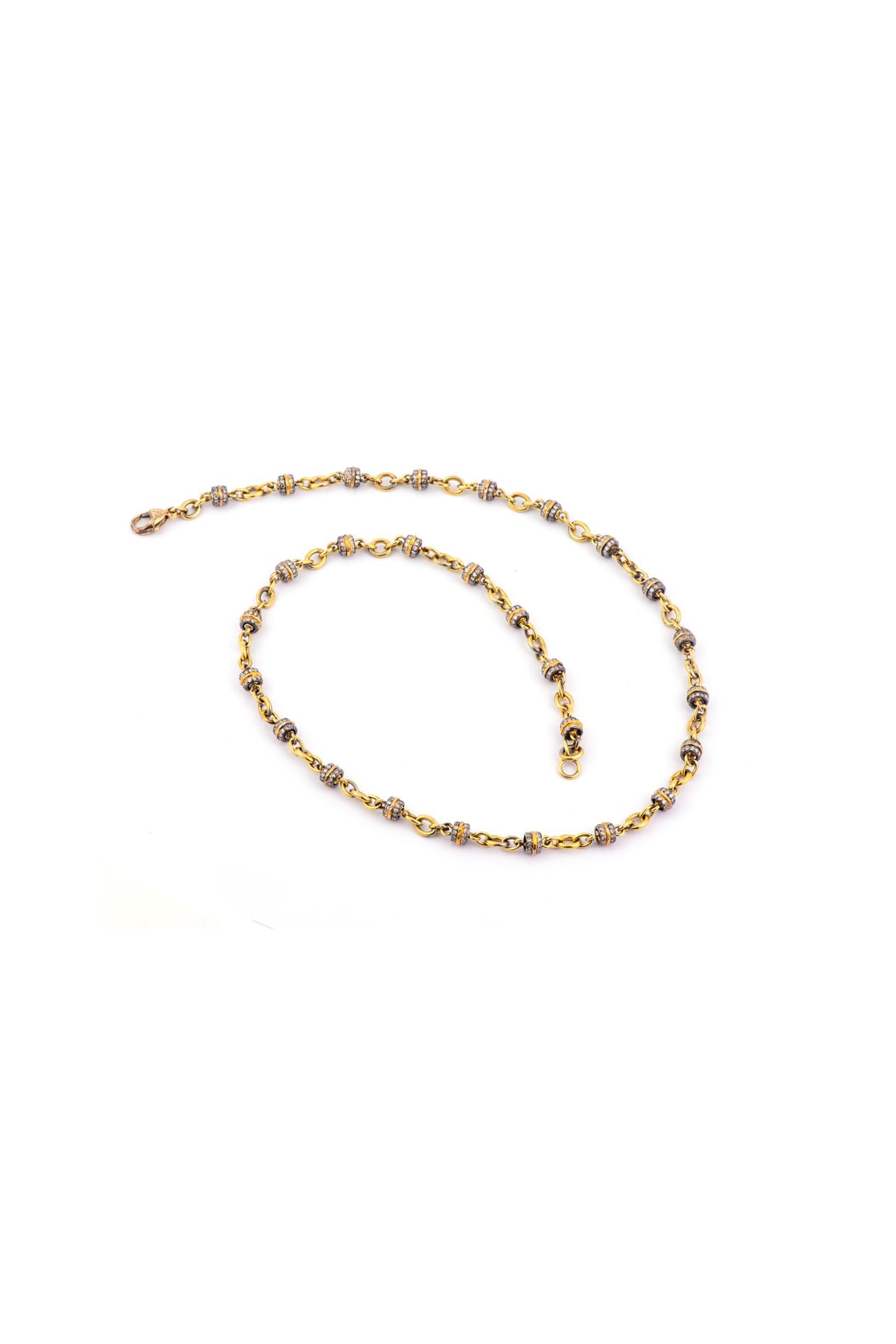 Sylva & Cie - Gold & Diamond Beaded Chain Necklace