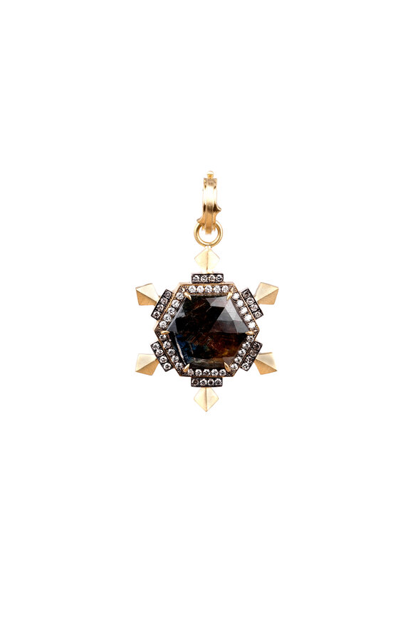 Sylva & Cie 18K Yellow Gold Kenyan Sapphire & Diamond Pendant - view 1
