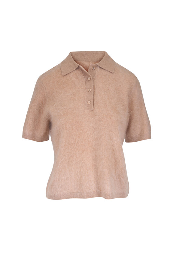 Majestic Taupe Brushed Cashmere Short Sleeve Polo - view 1
