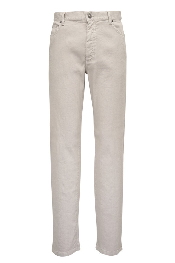 Zegna Ivory Linen & Cotton Five Pocket Pant