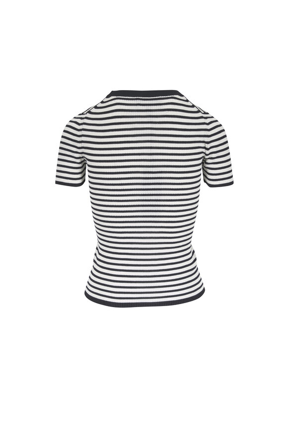 Nili Lotan Hettie Black & Ivory Stripe Silk Sweater - view 3