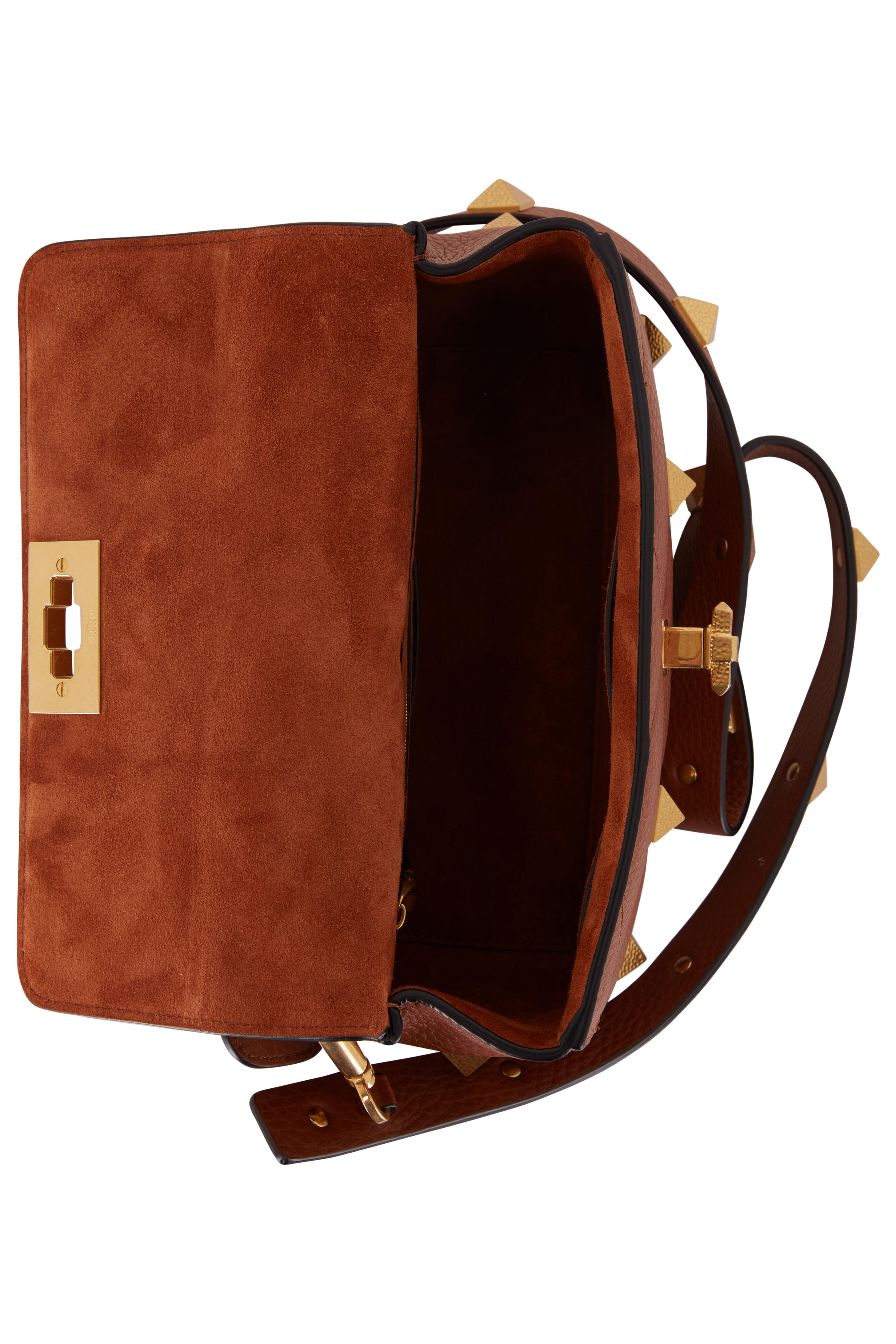 Shop Valentino Garavani Medium Roman Stud Leather Shoulder Bag