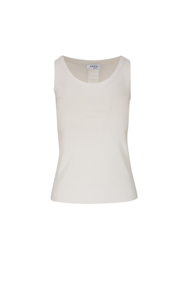 Michael Kors Collection - Optic White Cross Neck Tank