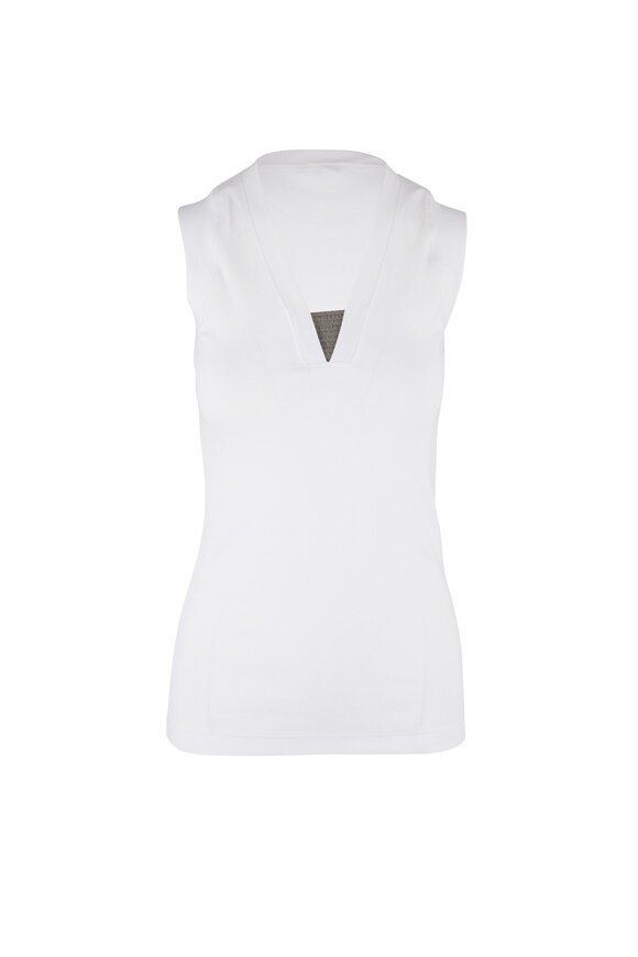 Brunello Cucinelli - White Ribbed Cotton V-Neck Tank