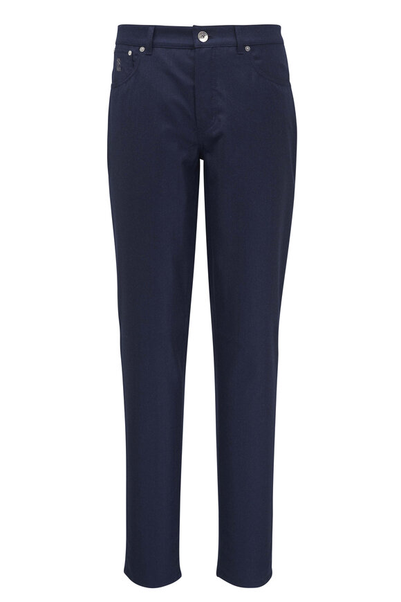 Brunello Cucinelli Navy Wool Five Pocket Pant