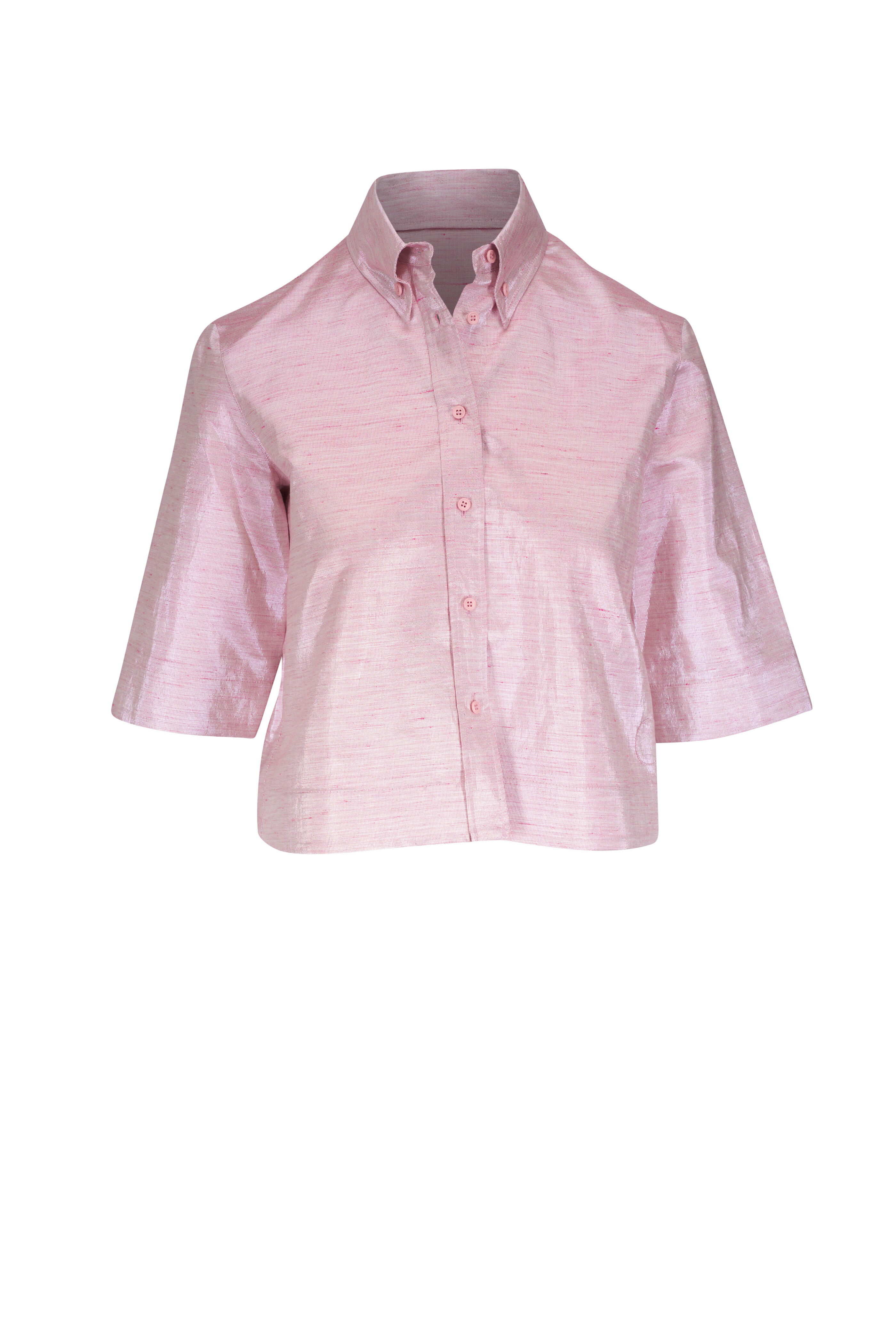 Akris Punto - Pale Pink Boxy Short Sleeve Button Down Shirt