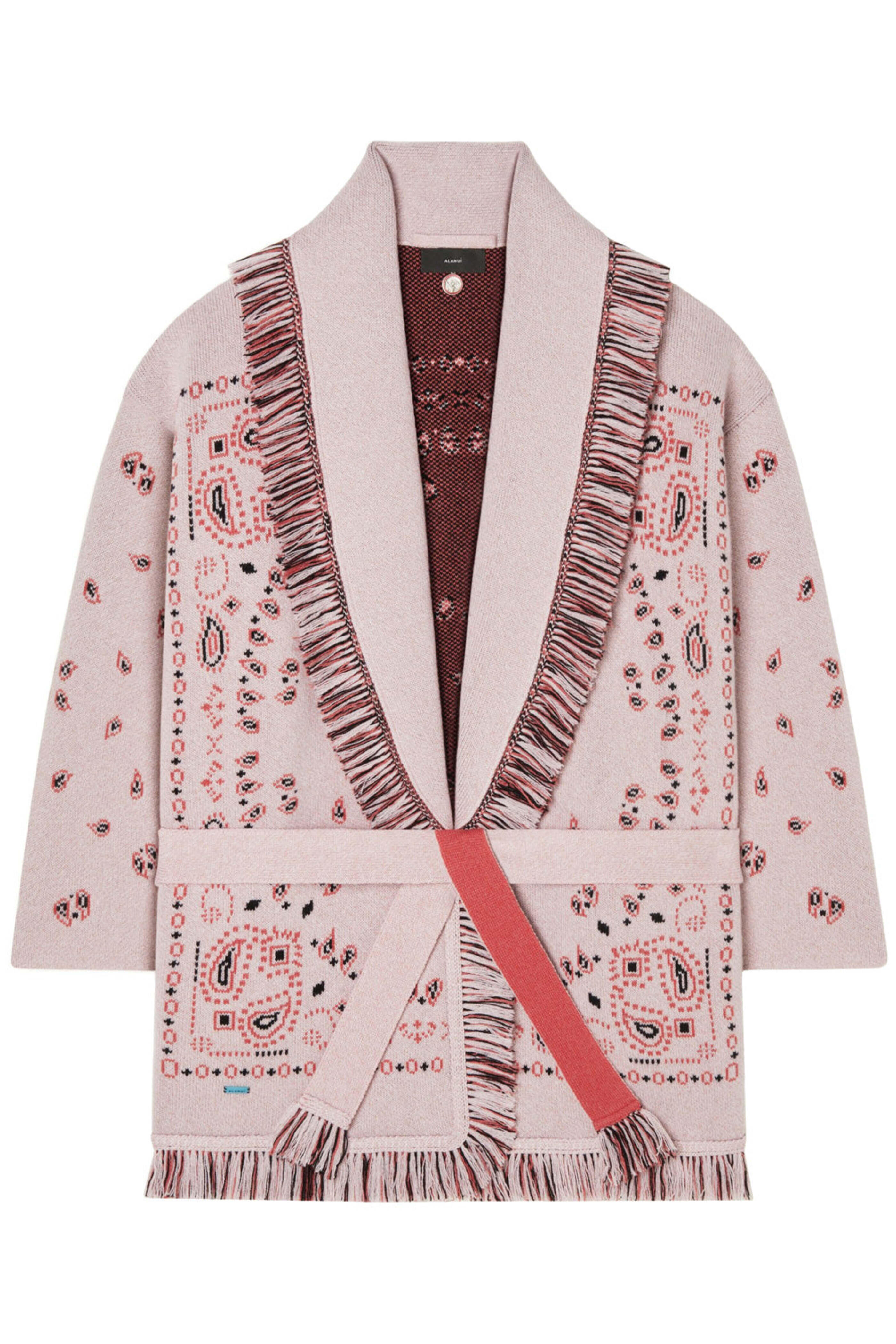 Alanui - Lotus Pink Bandana Jacquard Cardigan
