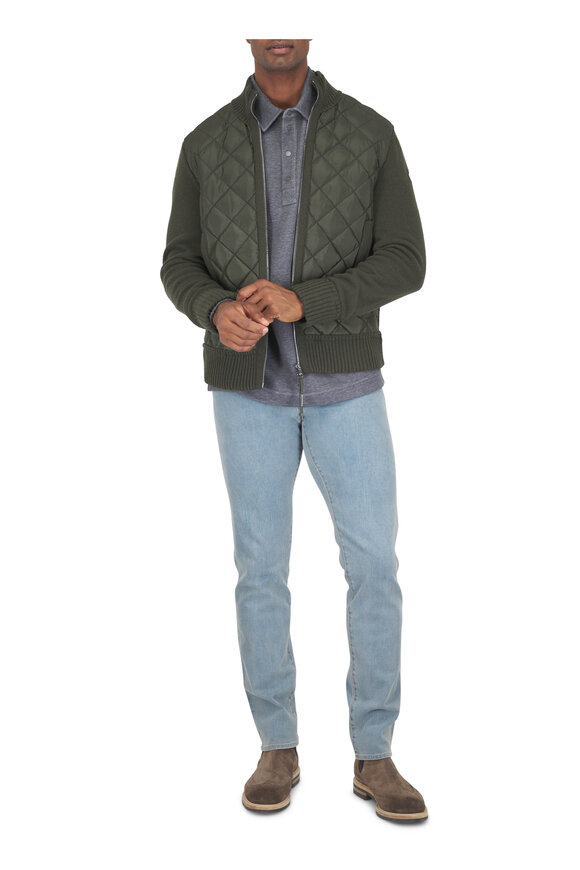 Moncler Green Tricot Quilted Cardigan - view 2