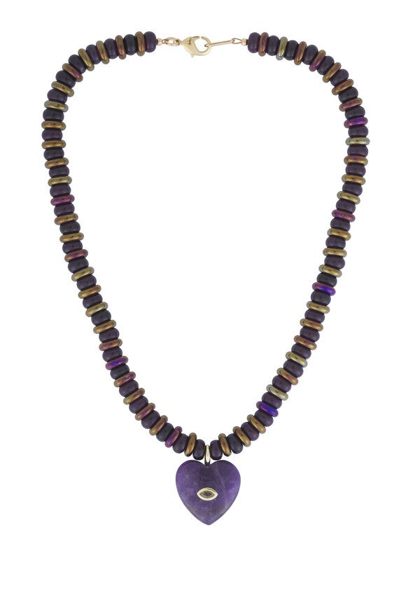 Cristina V. Purple Agate & Amethyst Heart Necklace - view 1