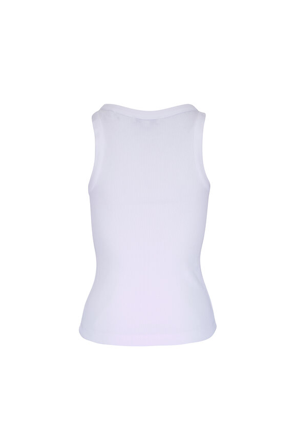 Vince Optic White Ribbed Scoop-Neck Tank - view 2