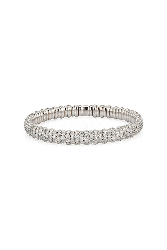ZYDO 18k White Gold Diamond Domed Stretch Bracelet - view 2