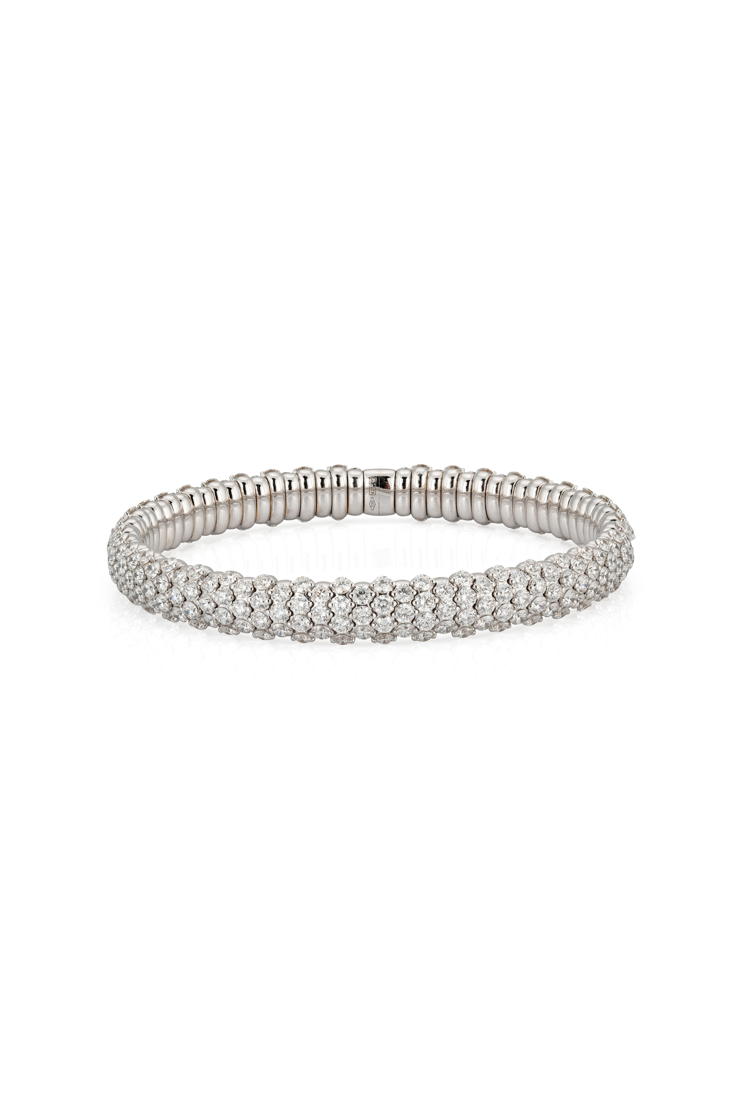 ZYDO - 18k White Gold Diamond Domed Stretch Bracelet