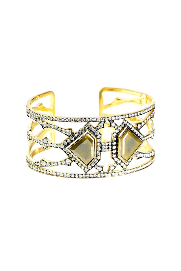 Sylva & Cie Yellow Gold Diamond Cuff Bracelet