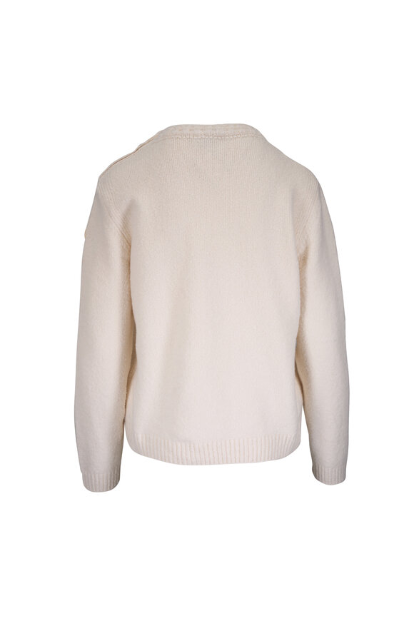 Moncler White Cotton Signature Logo Sweater - view 3