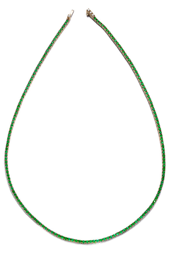 Nam Cho 18k Yellow Gold Emerald Riviera Necklace