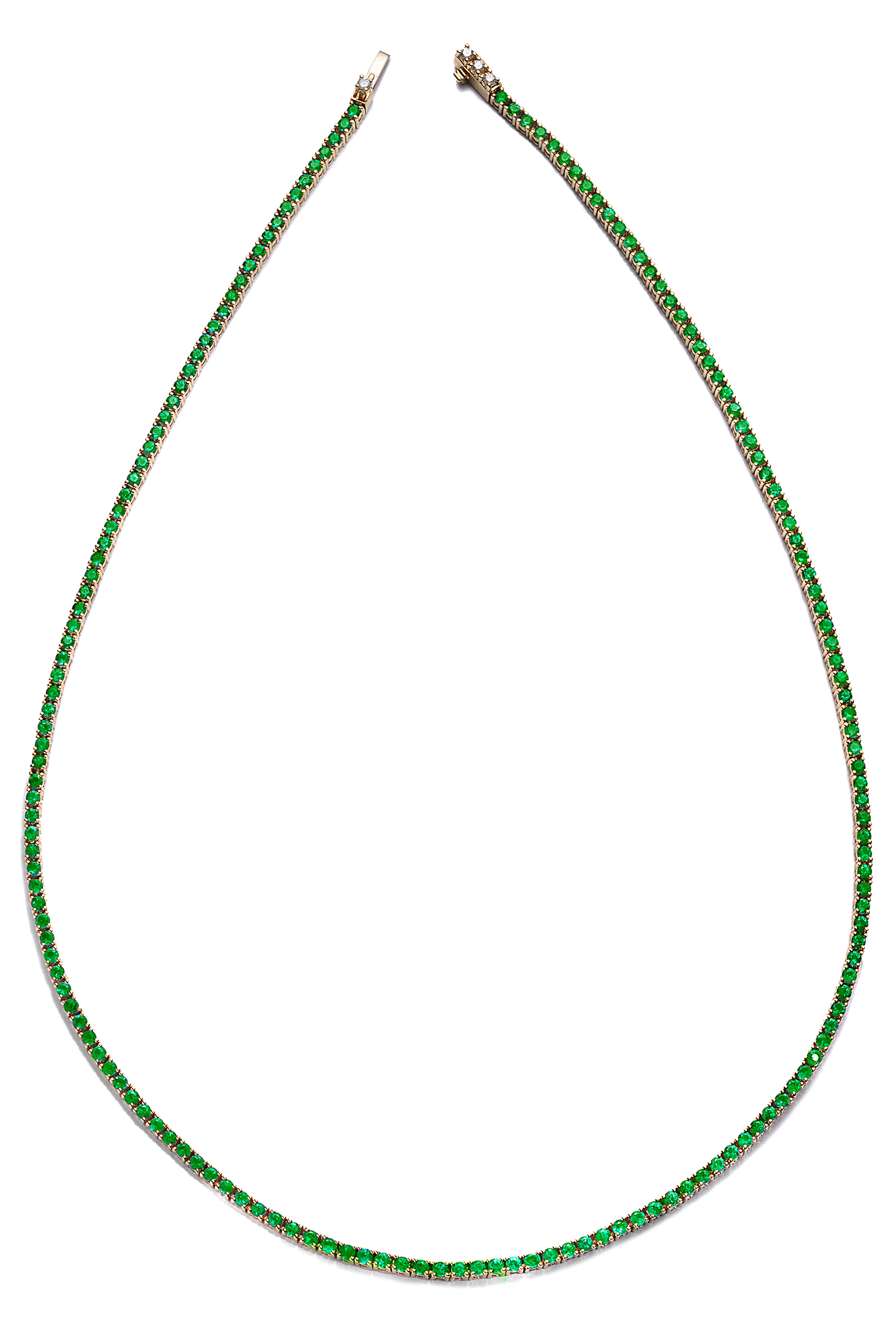 Nam Cho - 18k Yellow Gold Emerald Riviera Necklace