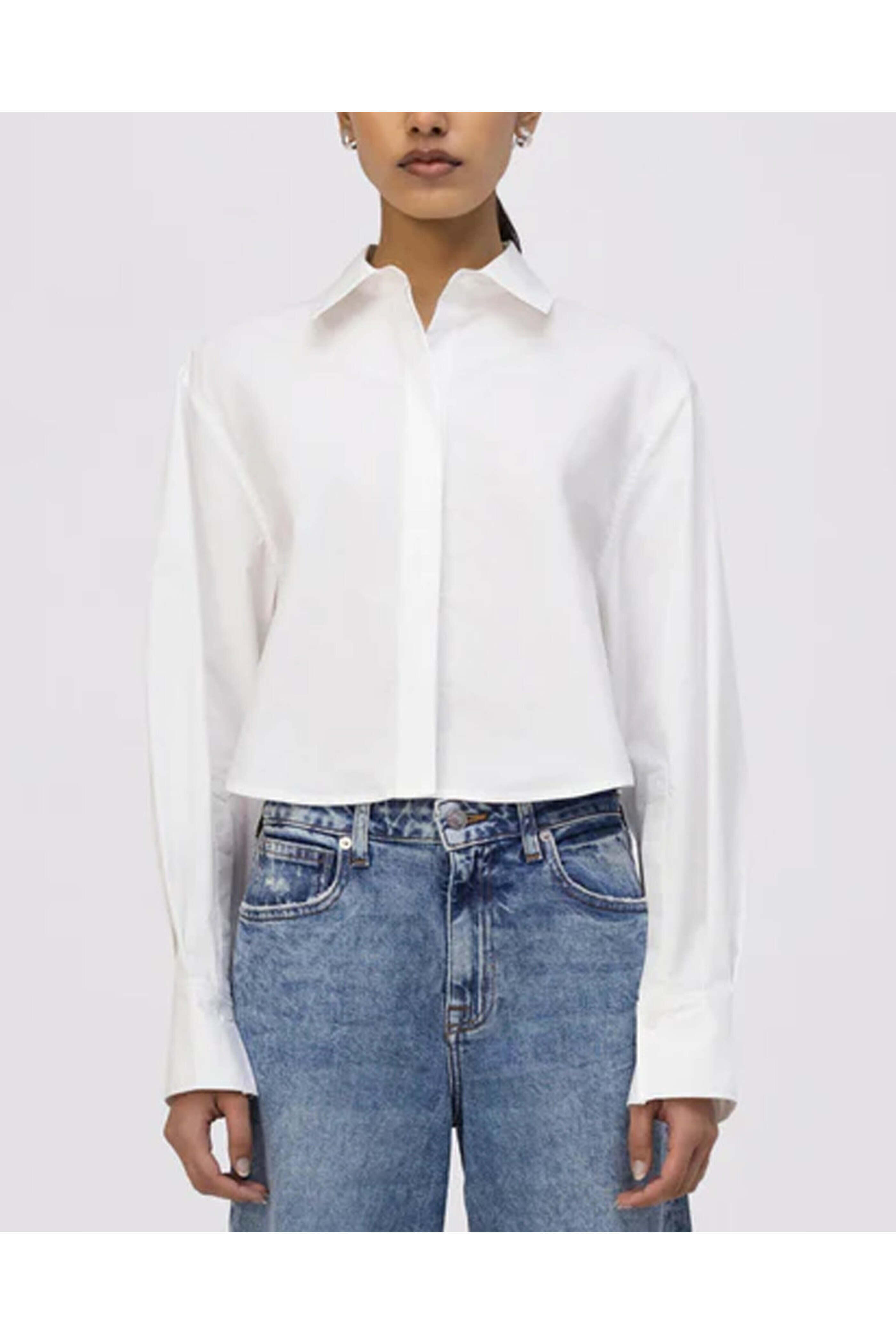 Simkhai - White Crop Renata Button Down Shirt