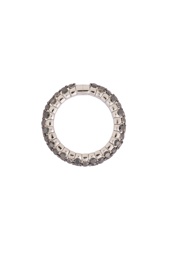 ZYDO 18k White Gold Black Diamond Slim Domed Ring - view 3