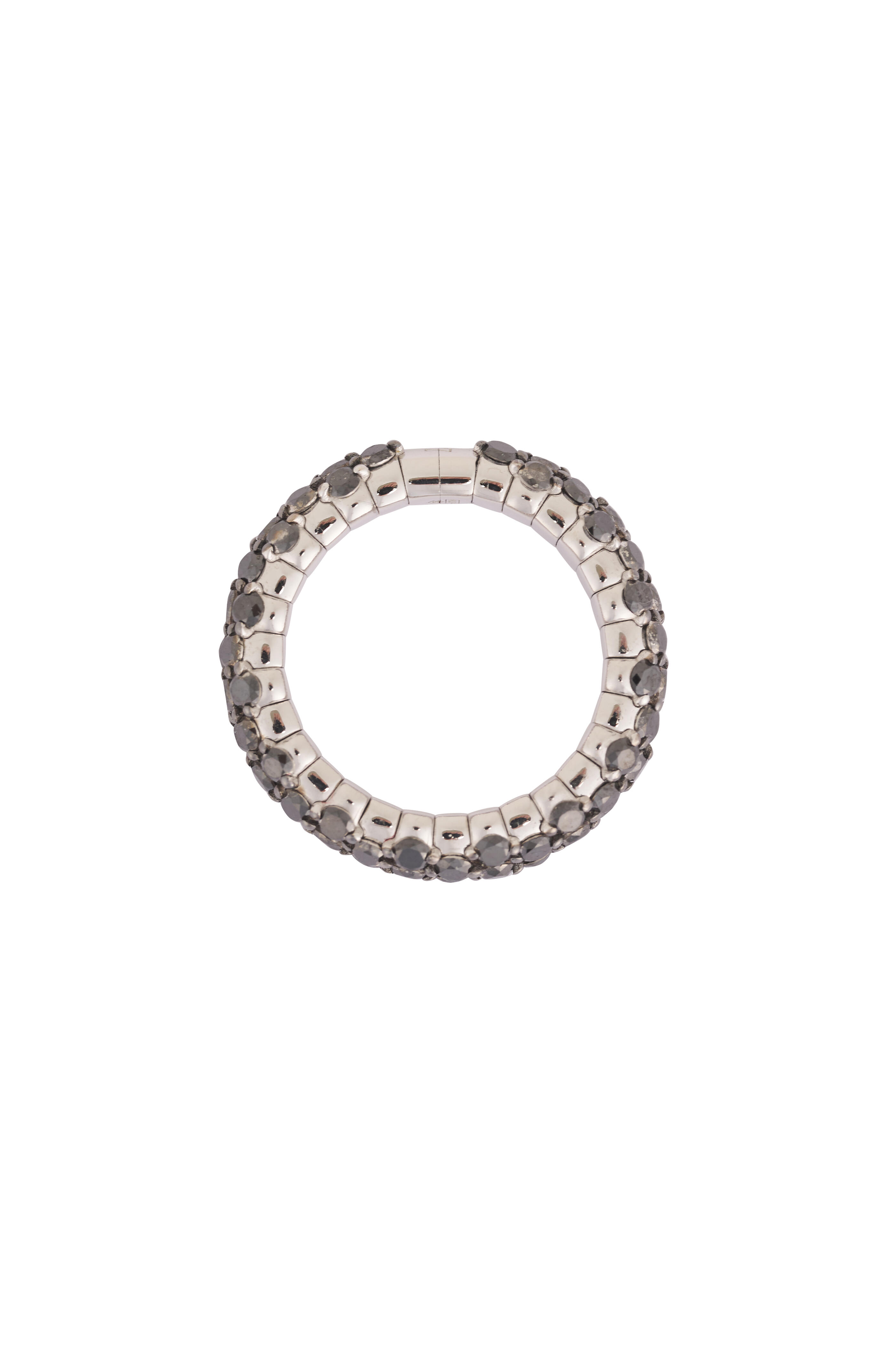 ZYDO - 18k White Gold Black Diamond Slim Domed Ring