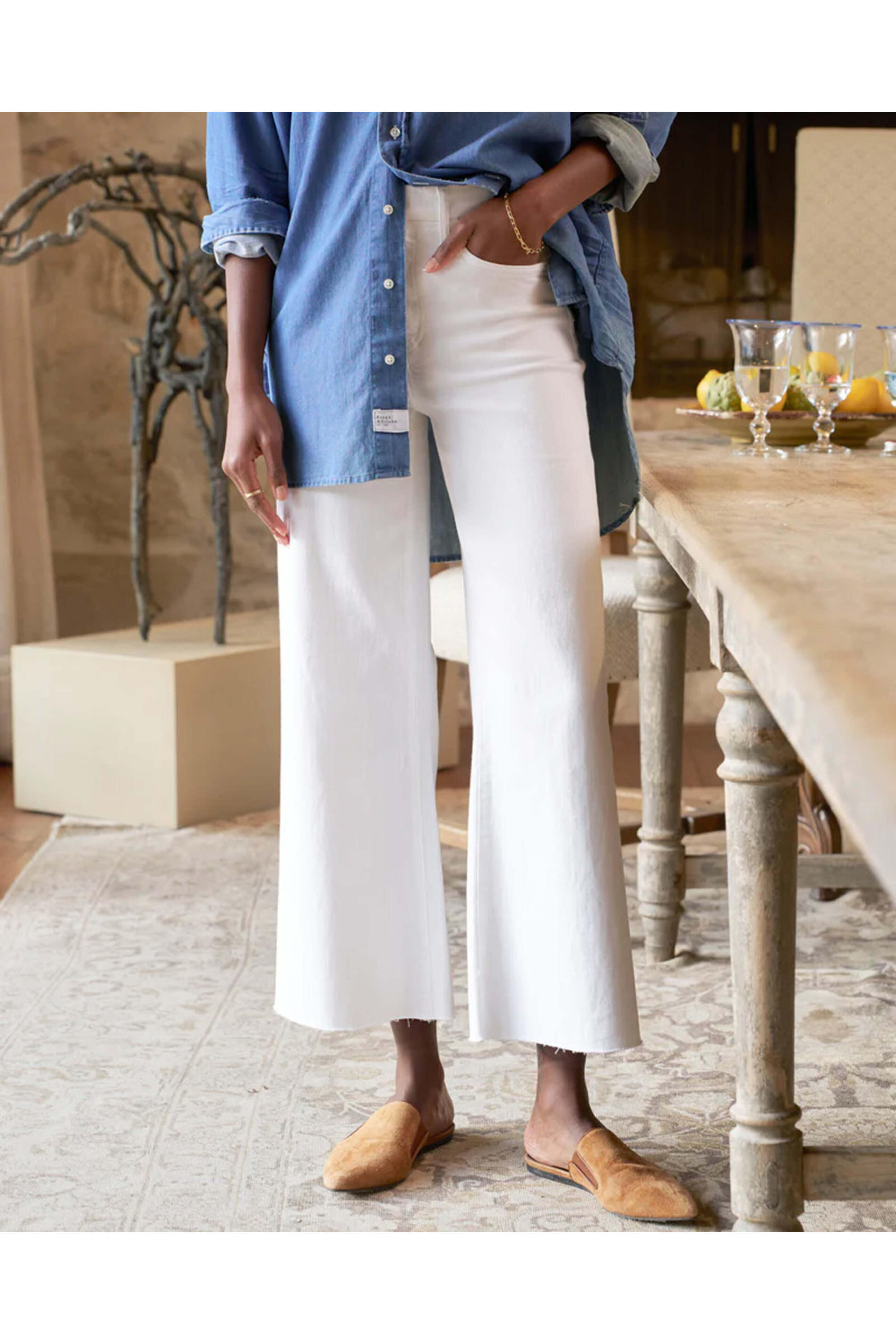 Frank & Eileen - Galway Denim Gaucho in White
