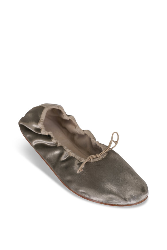 The Row Round Taupe Velvet Ballet Flat