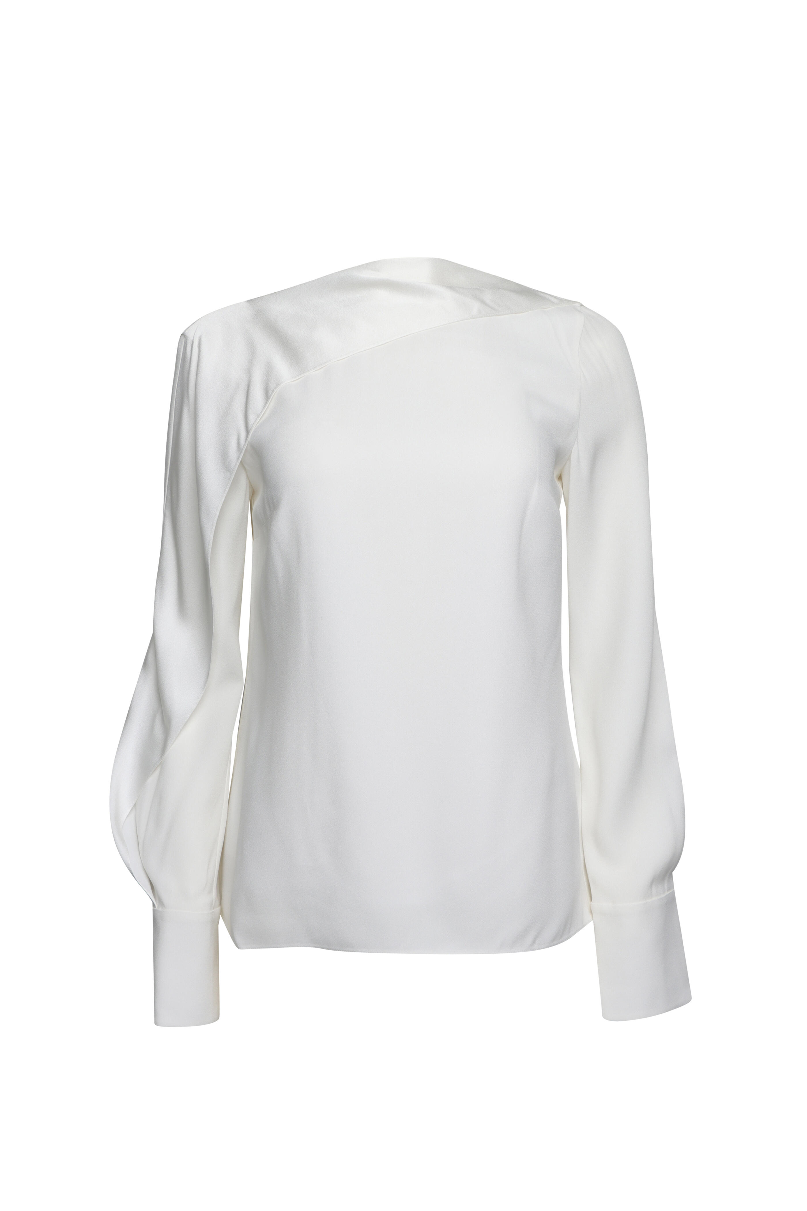 Erdem - Cady Ivory Satin Long Sleeve Blouse