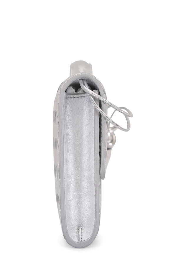 Bottega Veneta Andiamo Silver Metallic Woven Leather Clutch - view 4