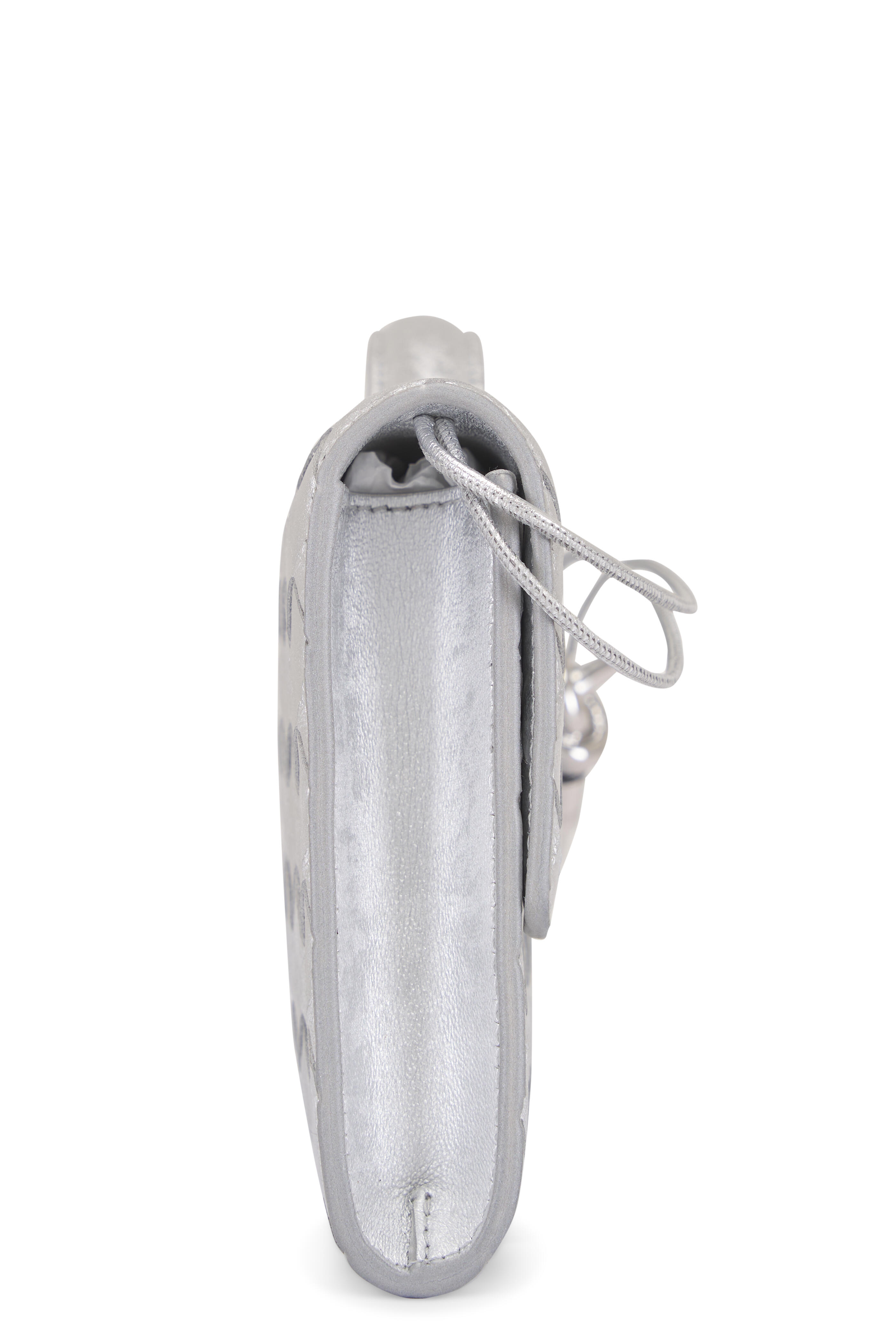 Bottega Veneta - Andiamo Silver Metallic Woven Leather Clutch