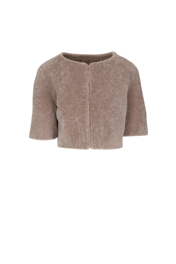 Pologeorgis Beige Collarless Shearling Bolero
