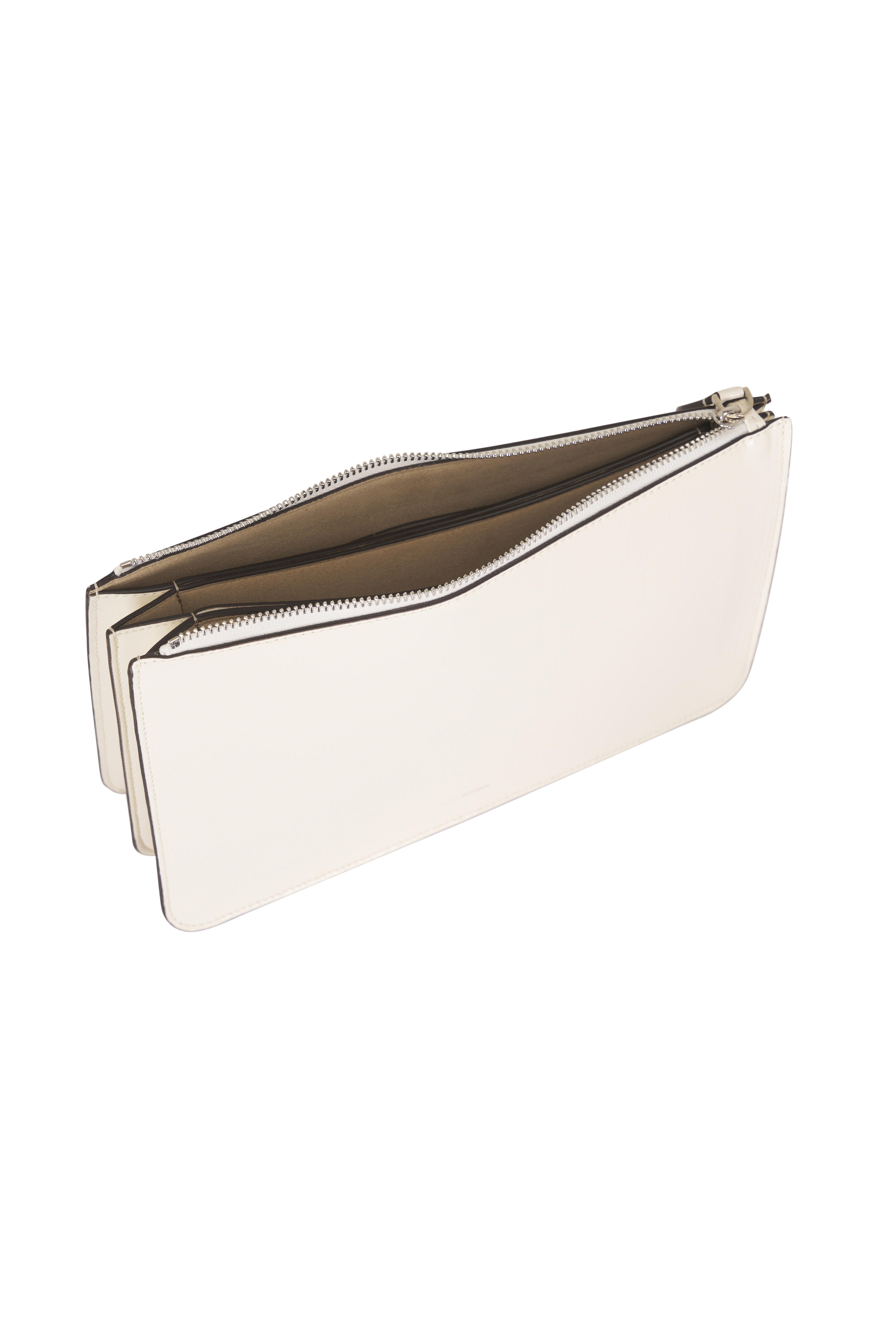 Totême - Three Fold Off White Leather Clutch