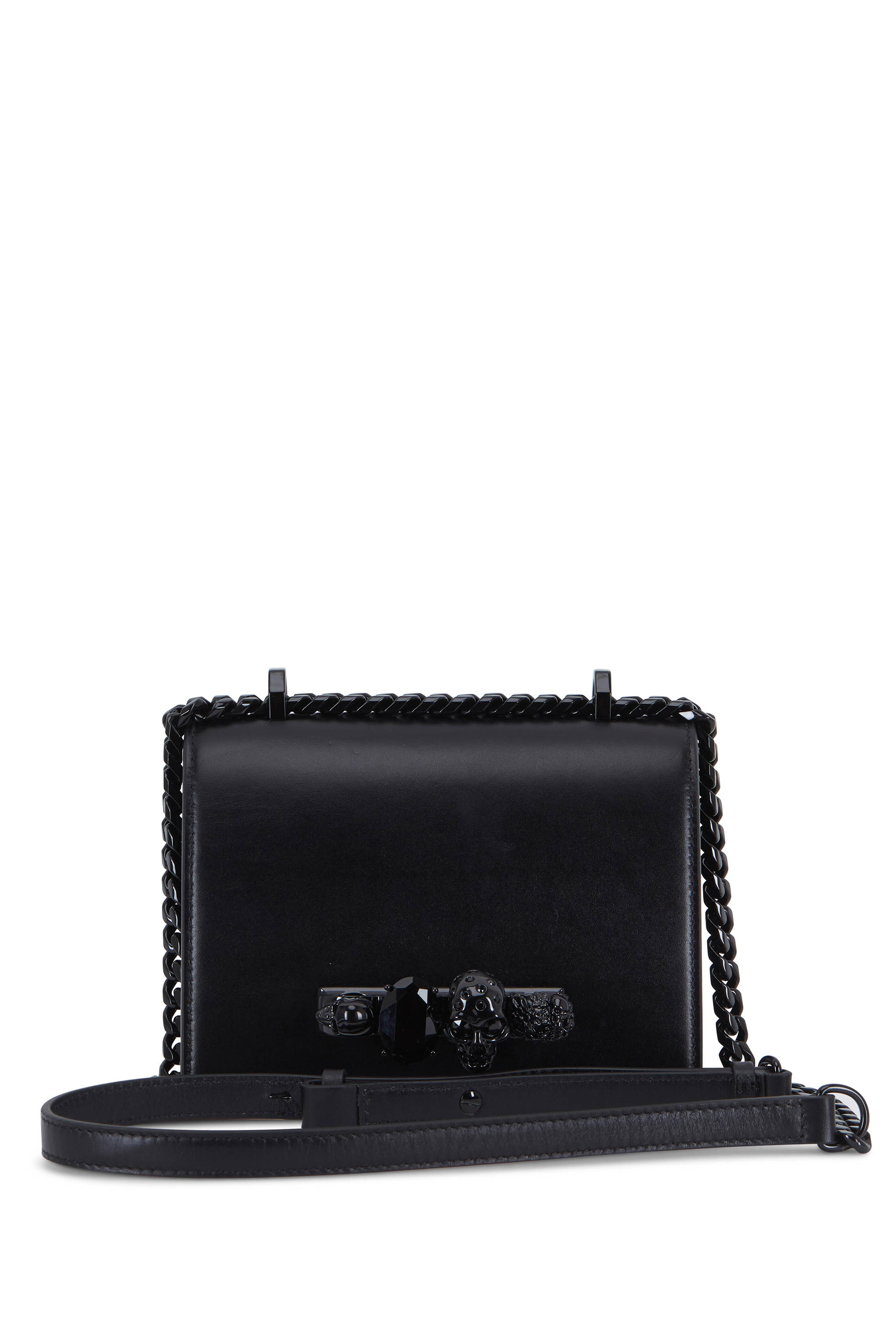 ALEXANDER MCQUEEN Nappa Skull Four Ring Knuckle Crossbody Bag Black 1285501