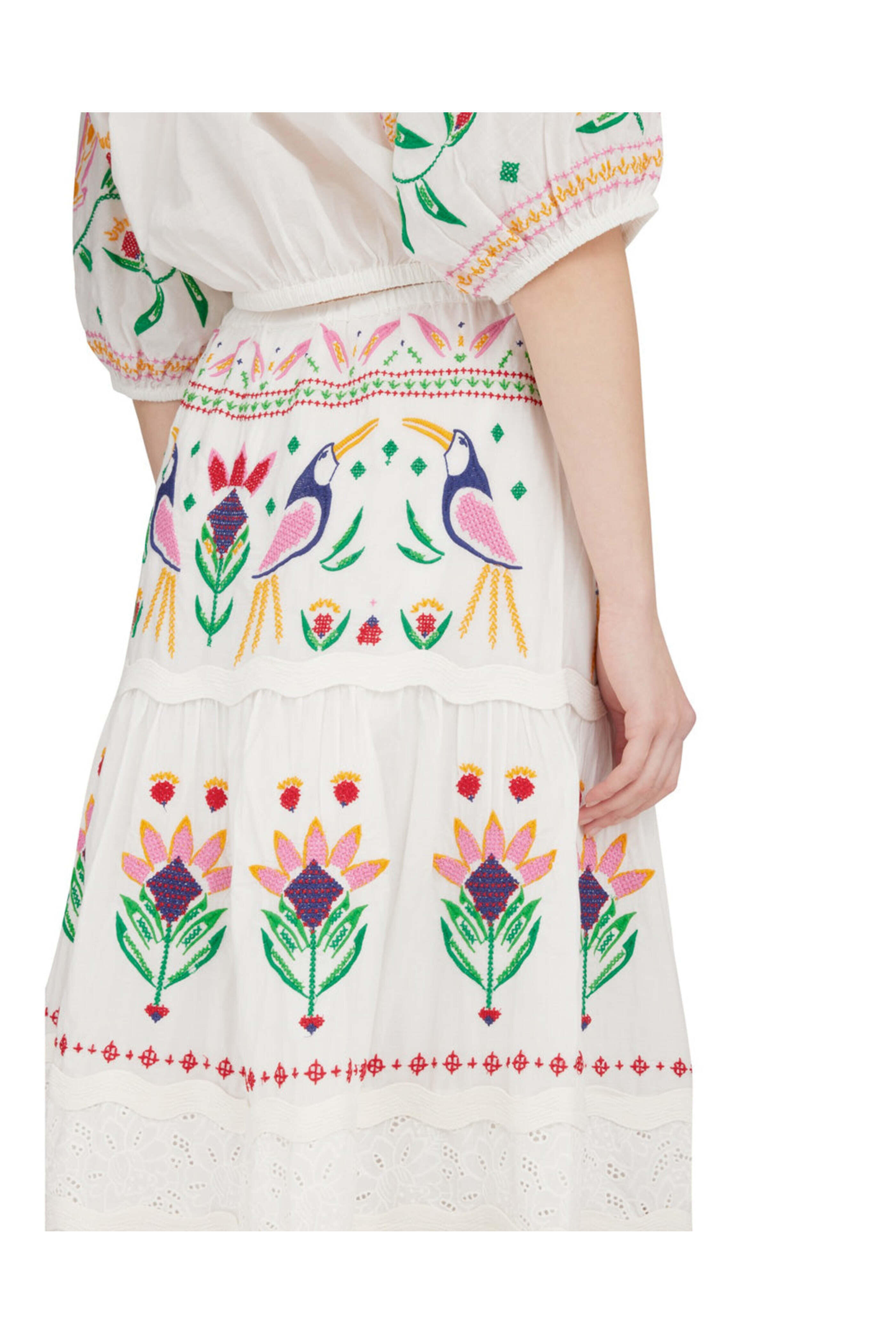 Farm Rio - Vivid Garden Off-White Maxi Skirt