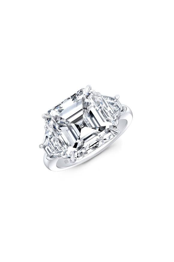 Rahaminov - Platinum Excellent 5CT Emerald Cut Diamond Ring