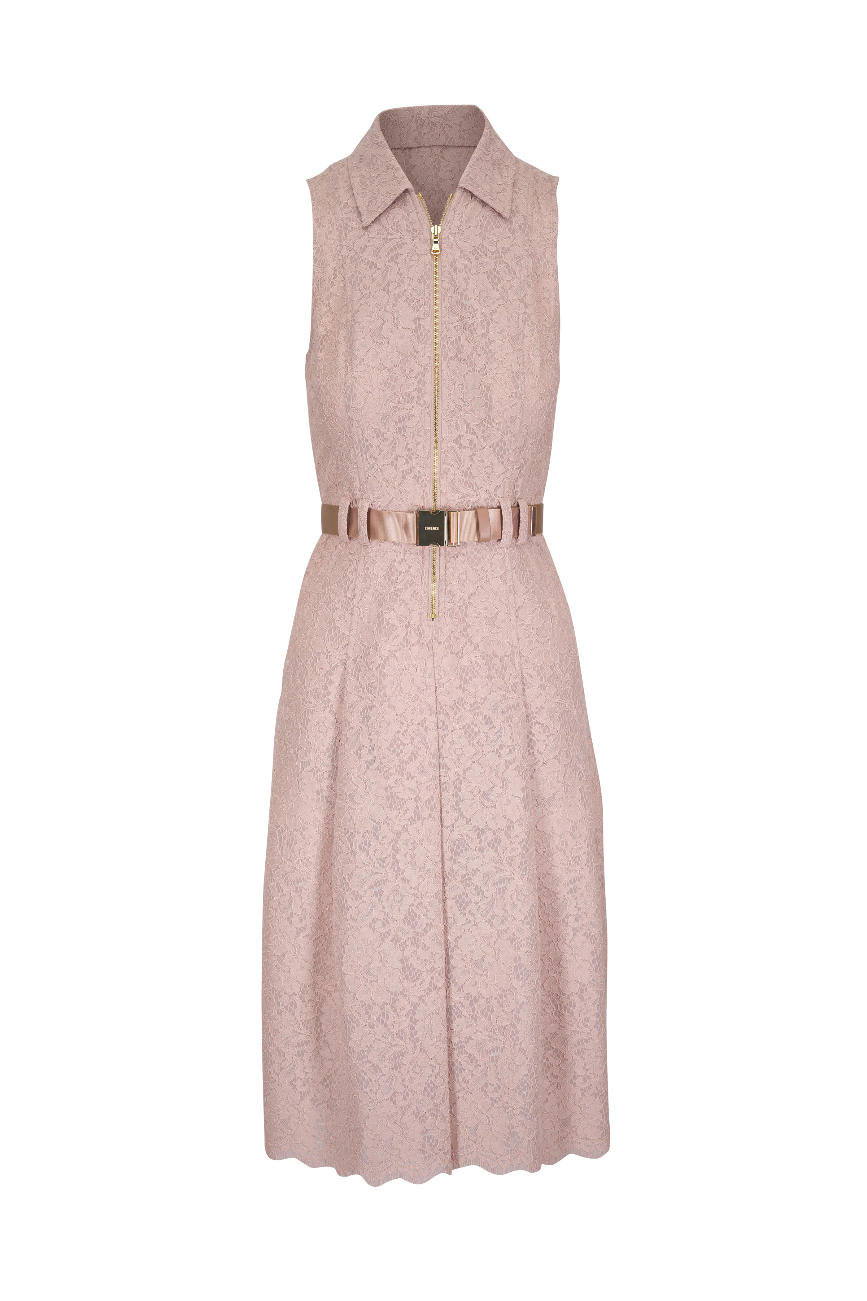 L'Agence - Kylo Beige Lace Belted Dress