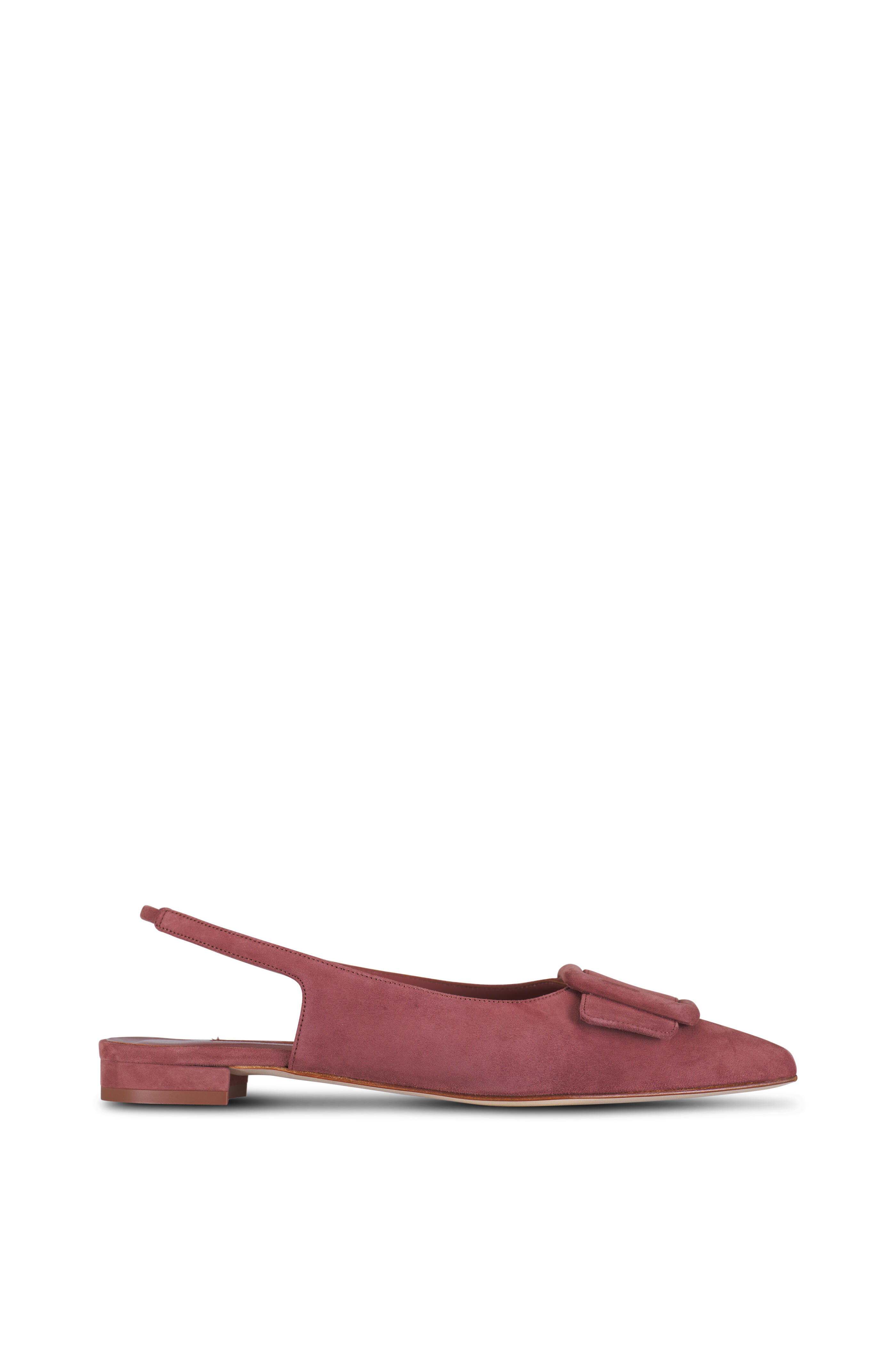 Manolo Blahnik - Maylura Medium Brown Suede Slingback Flat