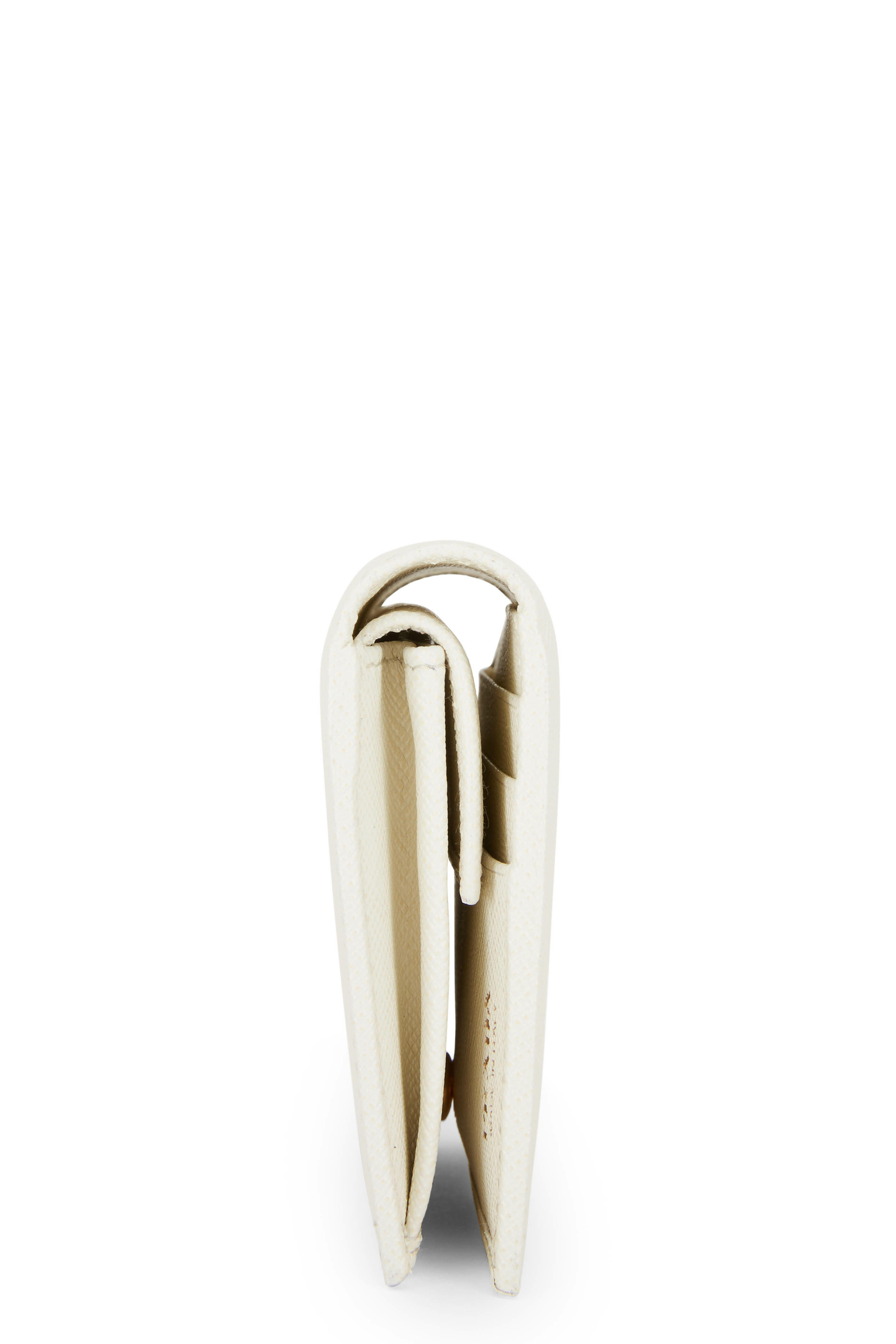 Prada - White Grained Leather Small Fold-Over Wallet