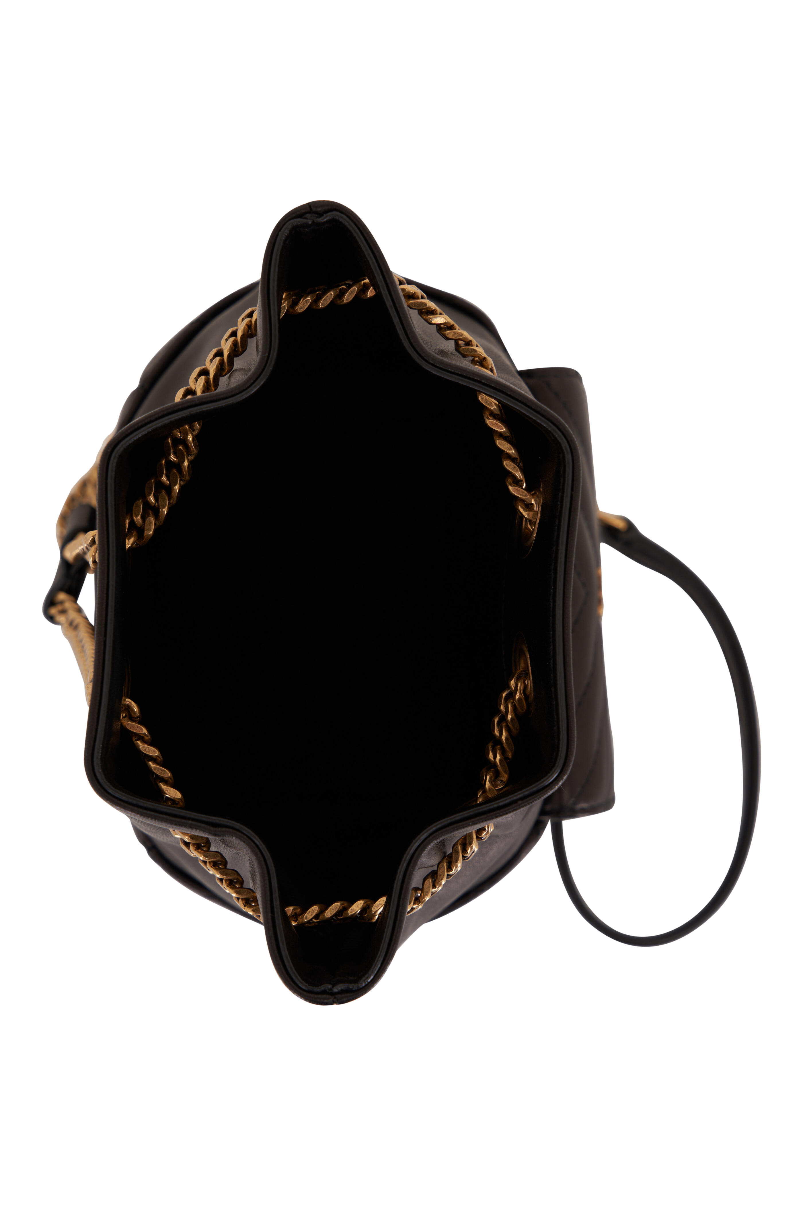 Saint Laurent Monogram Mini Leather Bucket Bag in Black