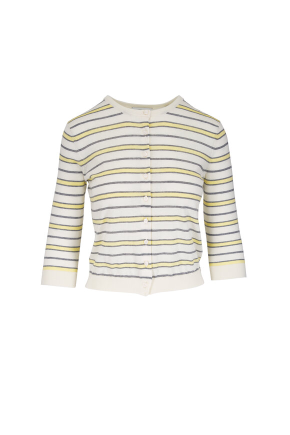 Vince Dandelion Stripe Cotton & Cashmere Cardigan - view 1