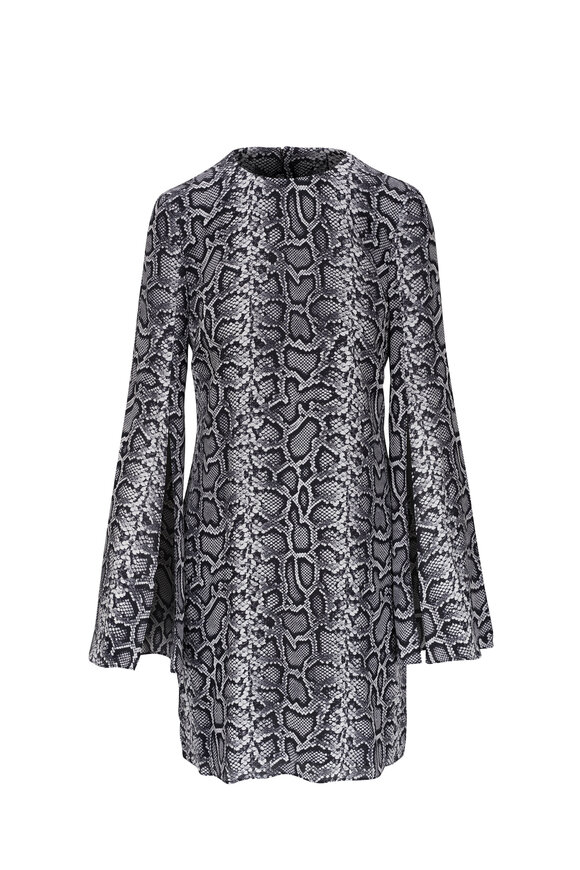 Michael Kors Collection - Cape Sleeve Snake Print Silk Shift Dress 