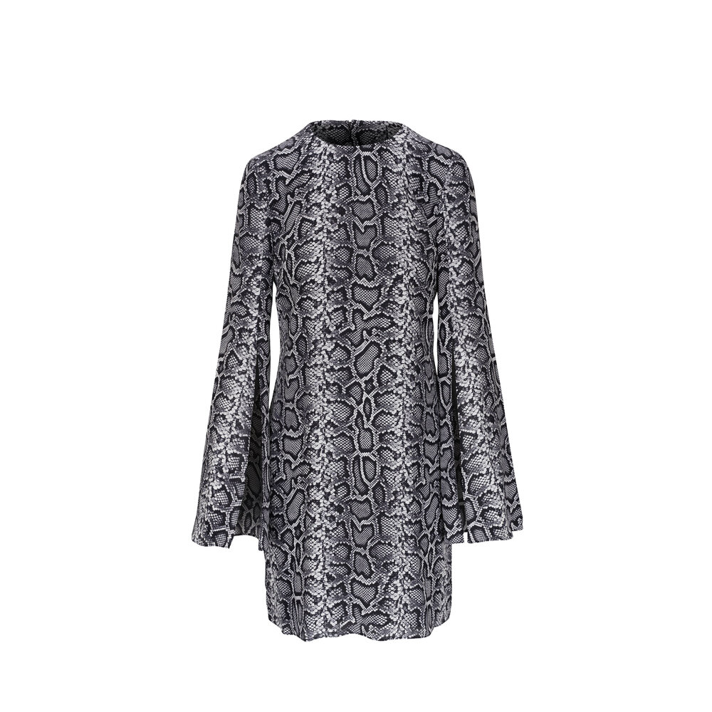 Michael Kors Collection - Cape Sleeve Snake Print Silk Shift