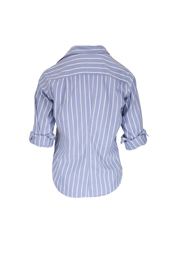 Frank & Eileen Barry Blue & White Stripe Tailored Button Up Shirt - view 3