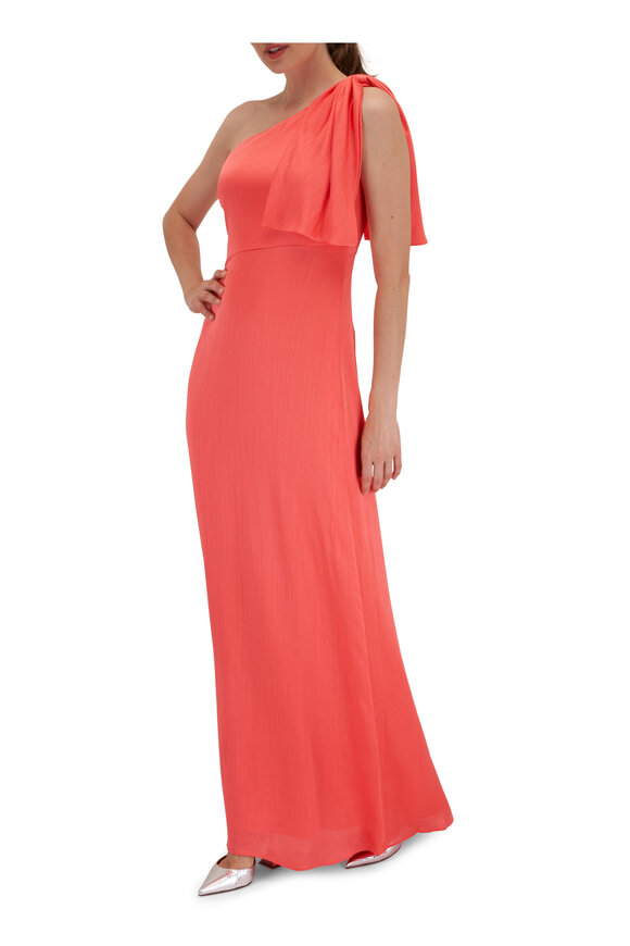 Sachin + Babi - Chelsea Coral Crinkle Crepe One Shoulder Gown 