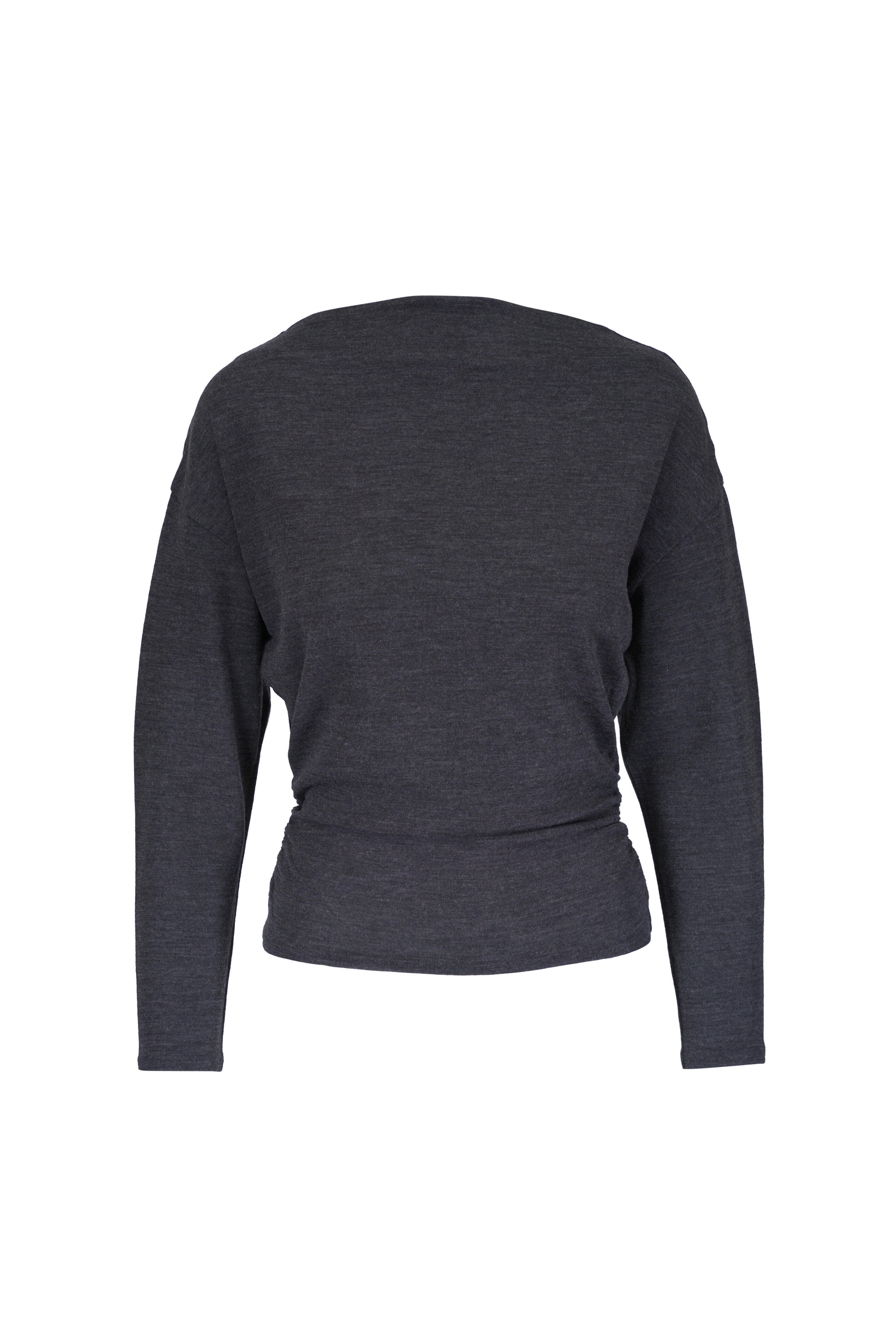 Vince - Dark Heather Gray Draped Slash Neck Top