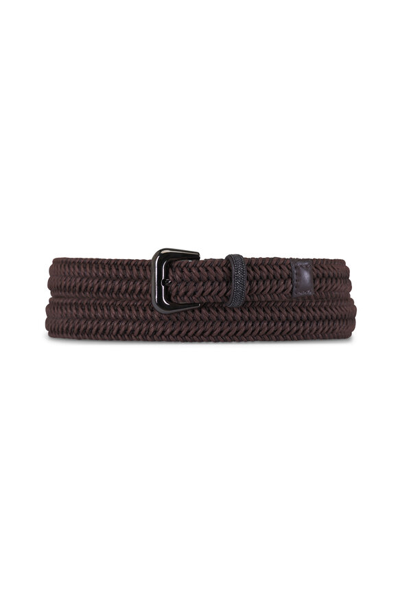 Brunello Cucinelli Woven Brown Leather Belt