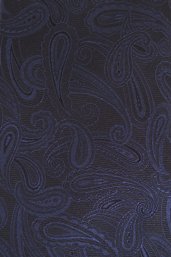 Canali Navy Paisley Silk Necktie - view 2